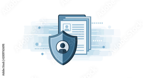 Digital Identity Theft Protection Concept with Abstract Security Elements and Shield
