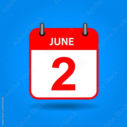 June 2 calendar date icon.