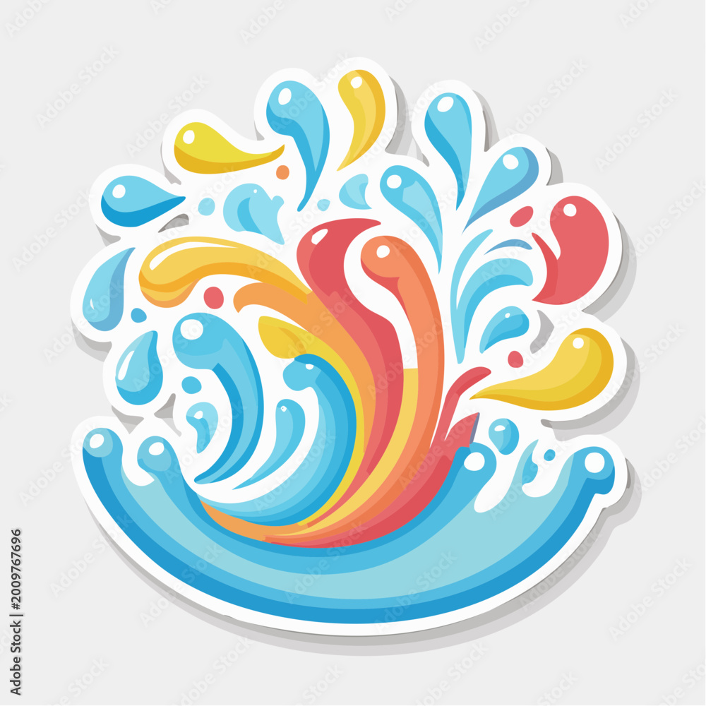 Fototapeta premium Colorful Water Splash Illustration