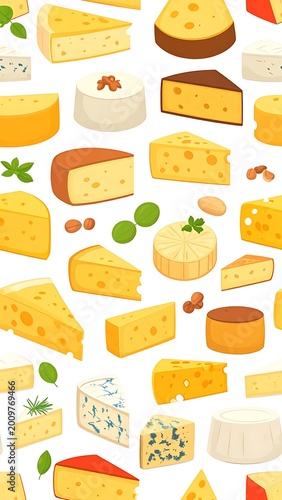 Variety of cheese types and textures.