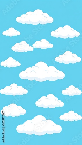 White clouds on blue sky background.