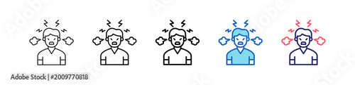 Foto Anger Icon In 5 Different Styles Set Collection.