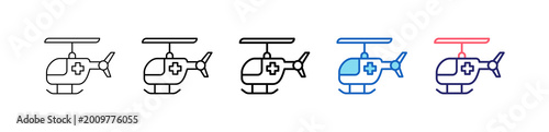 Photos Rescue Helicopter Icon In 5 Different Styles Set Collection.