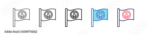Photos Peace Symbol Icon In 5 Different Styles Set Collection.