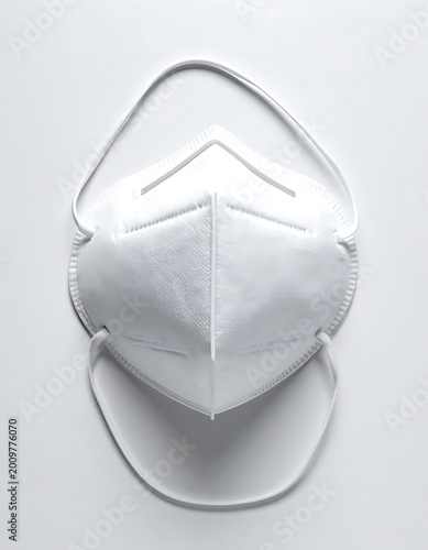White protective face mask on surface.
