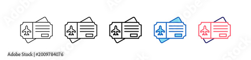 Foto Airplane Ticket Icon In 5 Different Styles Set Collection.