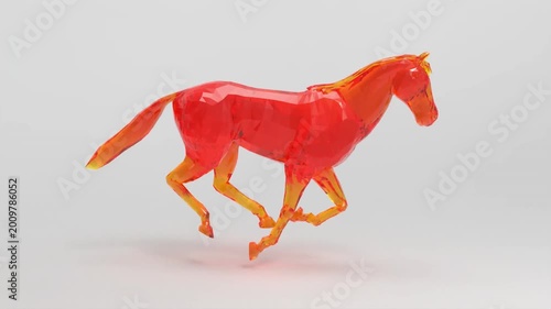 Beautiful Translucent Glass Horse Running Loop