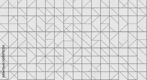 Minimalist abstract background featuring a grid of squares filled with various gray triangles forming a complex geometric pattern across the frame.
