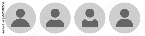 Cuadro en lienzo Set of four round placeholder headshot avatar, user profile vector icons