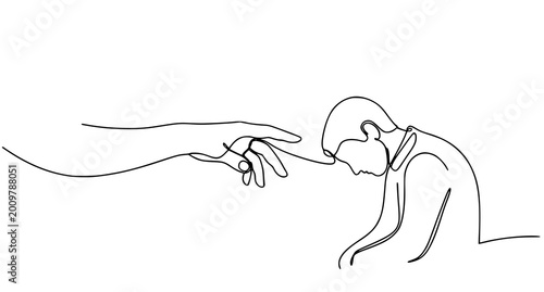 Bilde på lerret The creation of adam a minimalist line art interpretation