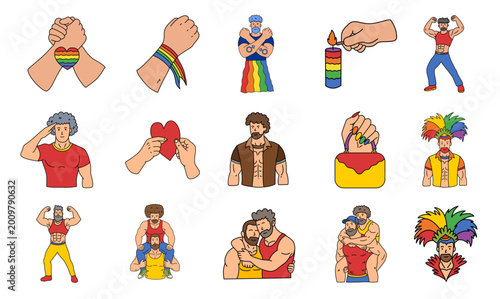 Strong men expressing pride and rainbow joy