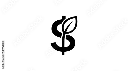 Minimalist dollar sign plant icon representing financial growth, investment, and wealth cultivation