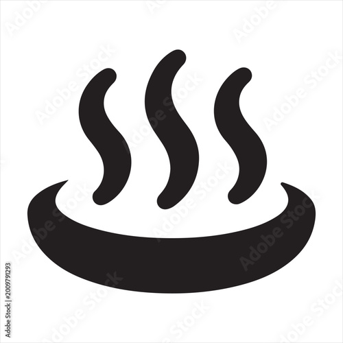 Hot Spring Onsen Solid Icon with Steam for Spa and Bath Symbol

