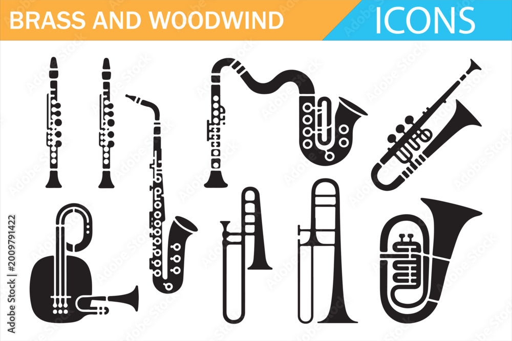 Fototapeta premium Orchestra Instrument Symbols for Web and Print Design