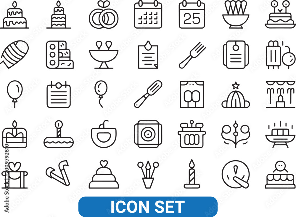 Fototapeta premium holiday and celebration icons flat design vector illustration set