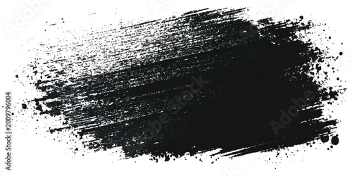 Abstract black grunge ink paint splatter splash brushstroke texture background.
