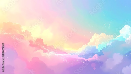 Vibrant pastel colored cloudy sky background.