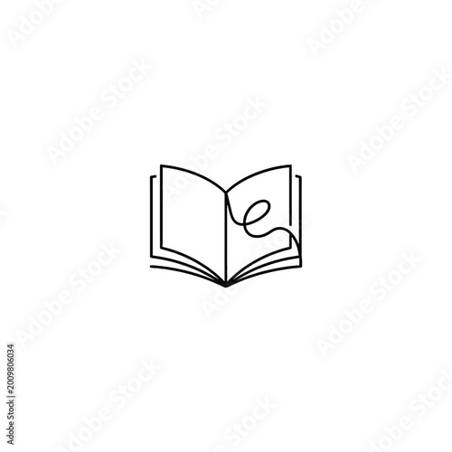 Bild auf Leinwand An open book with a letter on a plain background