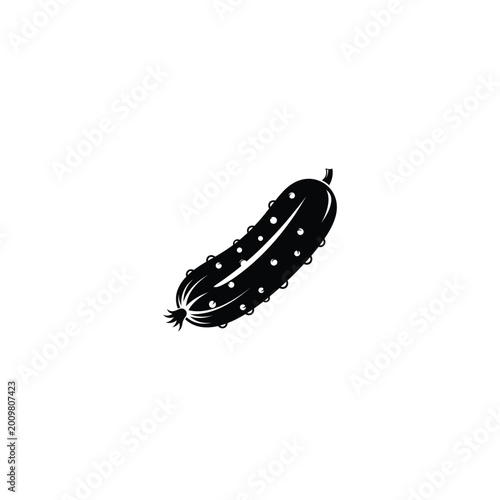 A black illustration of a cucumber with white spots on a white background
