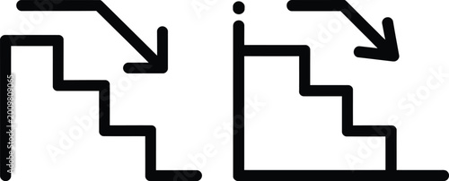 Fotografía Stairs down icon set, staircase descent symbol, vector illustration