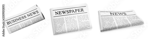 Canvas-taulu Newspapers isolated on white, set. Printed publication