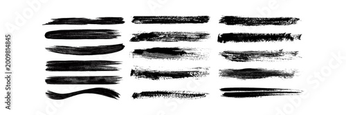 Set of Brush strokes text boxes, Paintbrush Grunge design elements, Hand drawn Grunge texture, Horizontal, Lines, vector illustrator