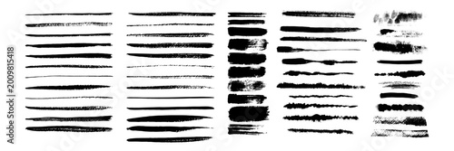 Canvastavla Set of Brush strokes text boxes, Paintbrush Grunge design elements, Hand drawn G