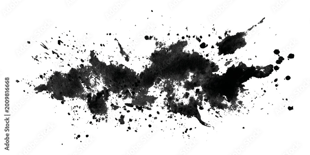 Fototapeta premium Abstract black grunge ink paint splatter splash brushstroke texture background.