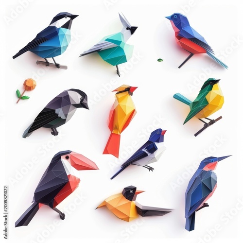 Bird icon isolated, glossy plastic 3d color birds illustration, realistic style animal, popular bird