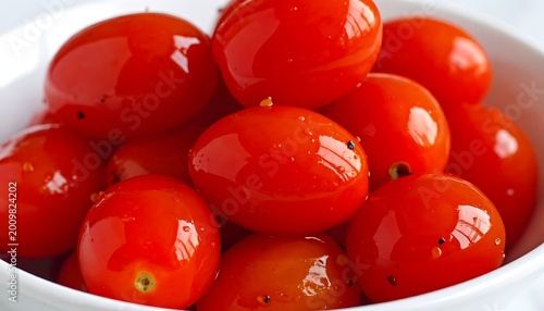 Fresh Cherry Tomatoes in White Bowl.