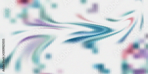Abstract background featuring flowing liquid shapes in soft pastel tones of blue, purple, and pink with a subtle motion blur and grainy texture effect.