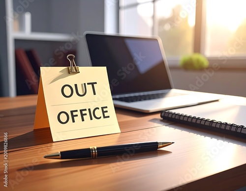 Out of Office Workspace with Laptop.