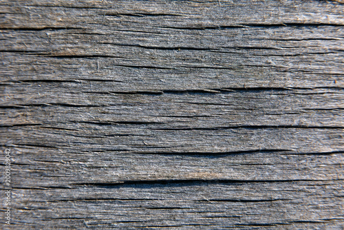 Gray background of old cracked wood.