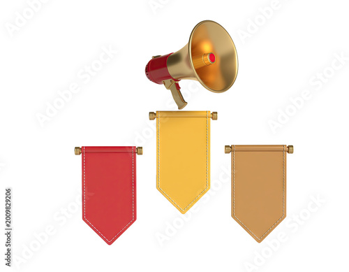 Megaphone with Three Blank Banners