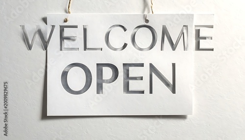 Welcome Open Sign on Wall.
