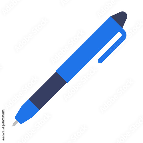 Blue Ballpoint Pen Icon Flat Vector for Office Stationery Writing and Education School Design Elements