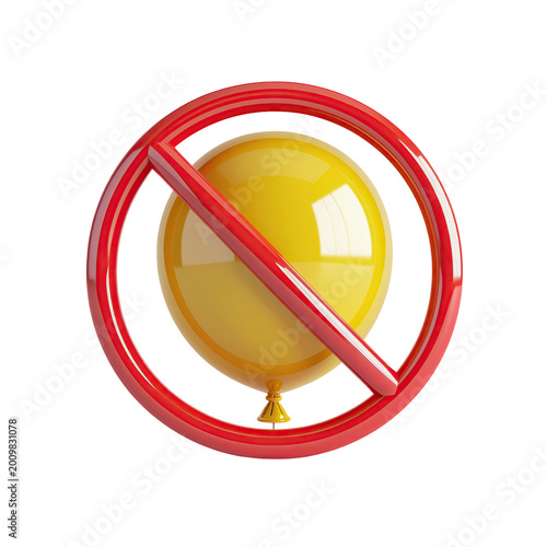Yellow Balloon with Red Prohibition Sign