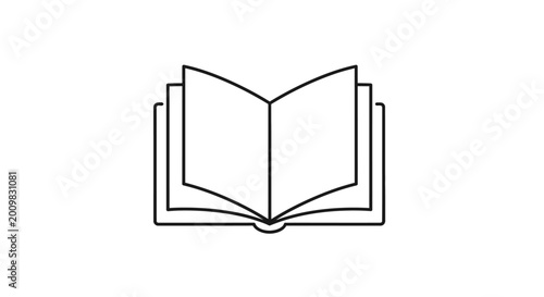 Open Book Icon - Simple Line Art Illustration on White Background