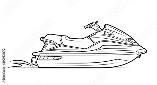 Konstfotografi Jet Ski Outline Illustration - Watercraft Vehicle Line Art