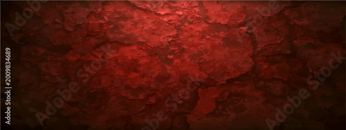 Dark red stone texture background, dramatic crimson rock surface with cracks and shadows, moody volcanic lava stone vector illustration