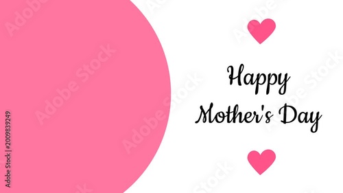 Happy Mothers Day Celebration with Pink Hearts and Blank Space for Text.