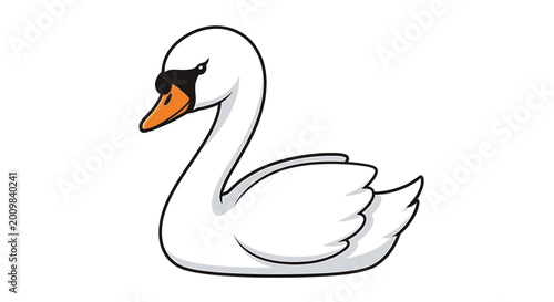 Billede på lærred Graceful White Swan Bird Cartoon Vector Illustration