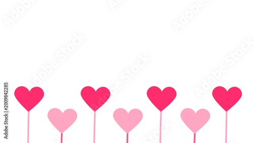 Pink and Red Heart Shapes on White Background for Valentines Day.