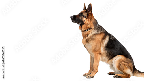 Quadro su tela Purebred German Shepherd dog standing in profile isolated on transparent backgro