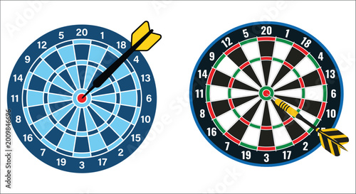 Schilderij op canvas dartboard with dart vector illustration blue and black color scheme high quality