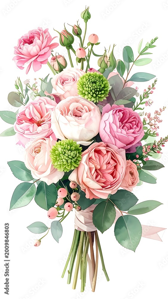 Fototapeta premium Beautiful bouquet of pink roses flowers.