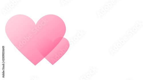 Two pink hearts on a white background symbolizing love and affection perfect for romantic themes and celebrations.