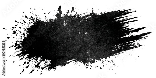 Black abstract grunge ink splatter splash texture with brushstroke stains artistic and vintage distressed background design.