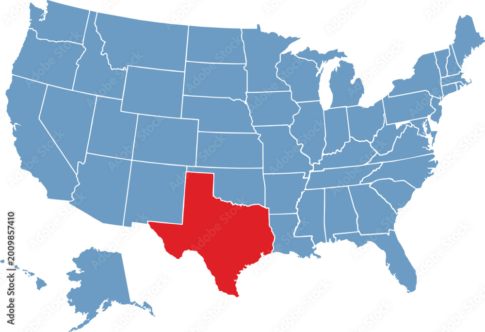 Fototapeta premium SA map with divided states including Hawaii and Alaska, with separate layer for each state