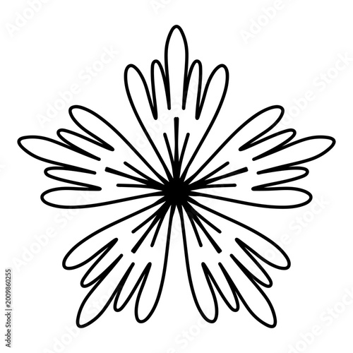 Flower, pattern element, clip art. Circular print for printing on surfaces. Image isolated on a white background. Silhouette, logo, tattoo. Vector
